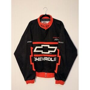 Vintage NASCAR Chevrolet Racing Champions Canvas Bomber Jacket Size XL Graphic